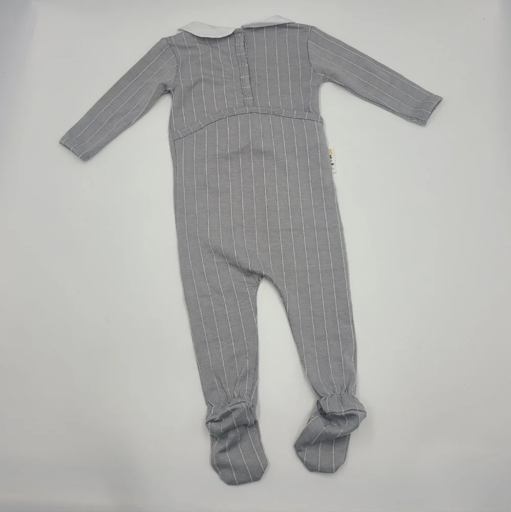 NEW Maniére baby boy raised stripe footed sleeper size 9 months